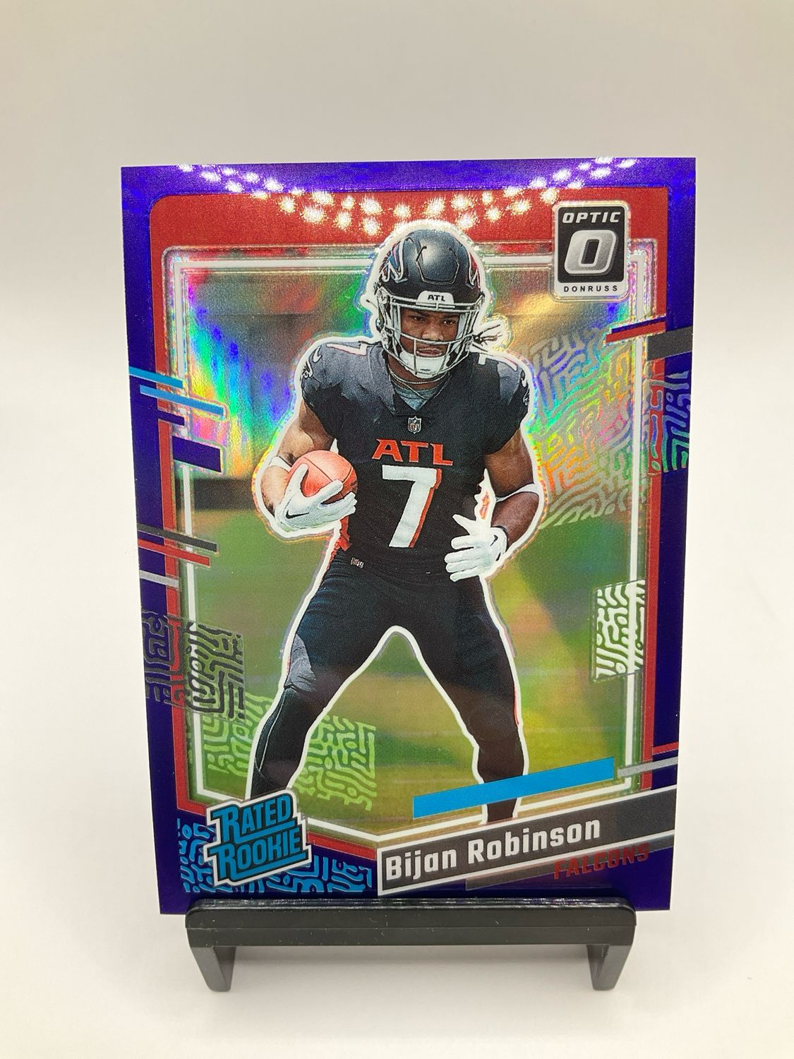 2023 Donruss Optic Preview Bijan Robinson Purple Prizm Rated Rookie 41/50