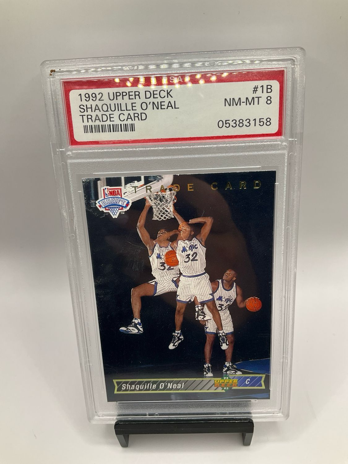 Shaquille O'Neal 1992/93 Upper Deck Trade Card #1B RC PSA 8