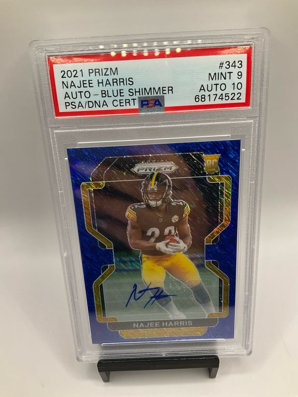 2021 Prizm Najee Harris Rookie Auto Blue Shimmer 21/25 PSA9 AUTO 10