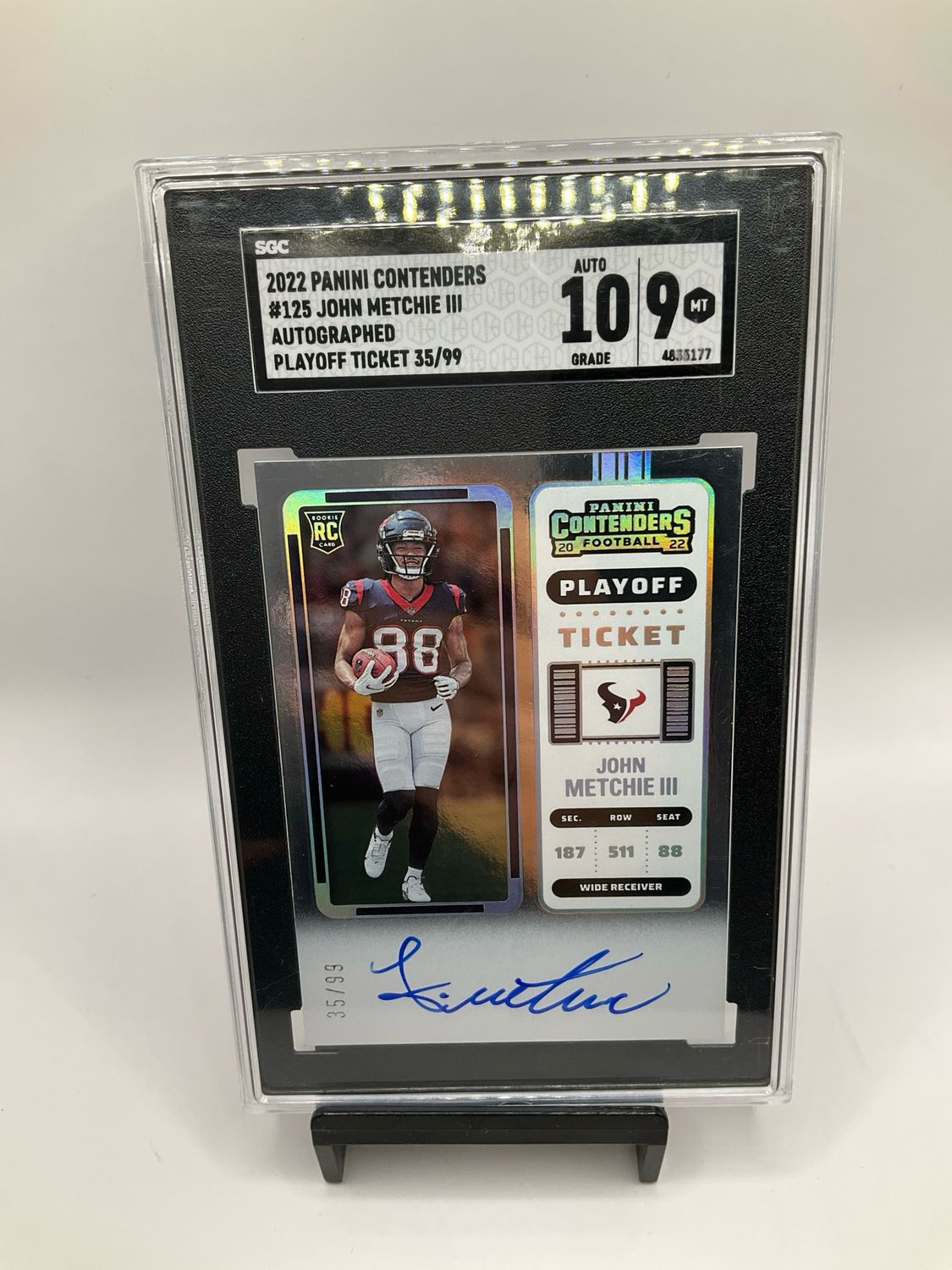 2022 CONTENDERS JOHN METCHIE lll AUTO PLAY OFF TICKET 35/99 SGC9 AUTO 10