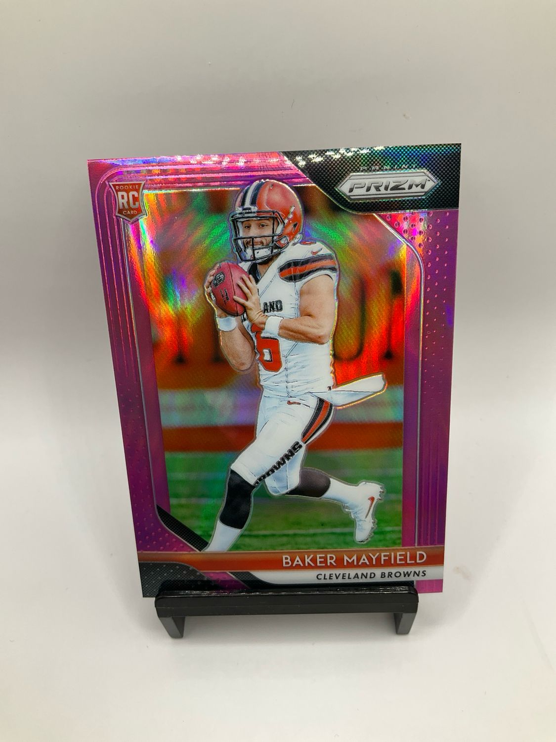 2018 PRIZM BAKER MAYFIELD PINK PRIZM NO. 201