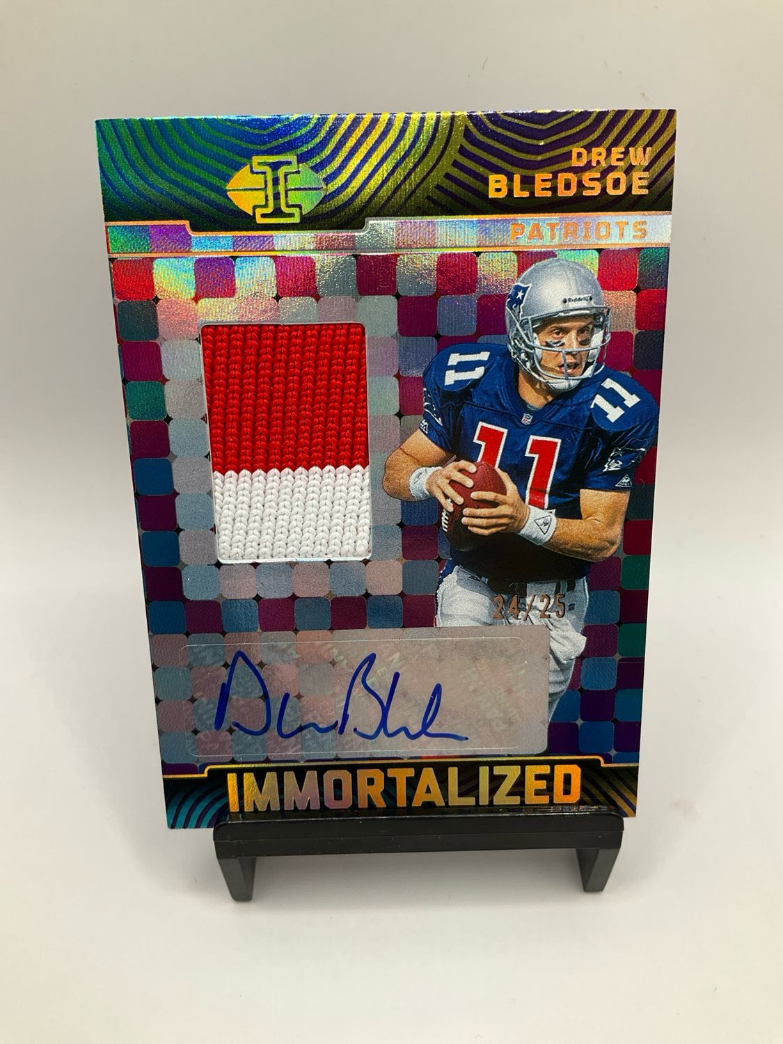 2024 ILLUSIONS DREW BLEDSOE IMMORTALIZED PATCH AUTO /25 IJA-DBE