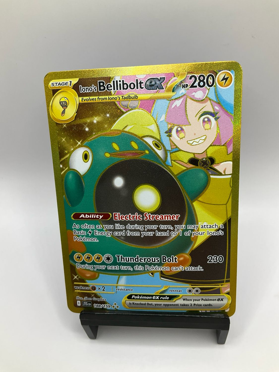 2025 POKEMON IONO'S BELLIBOLT EX GOLD HYPER RARE 188/159