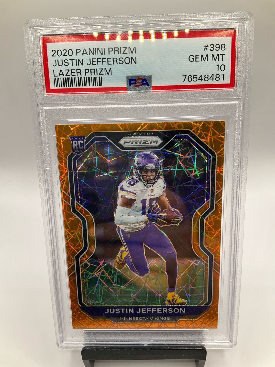 2020 PRIZM JUSTIN JEFFERSON LAZER PRIZM PSA 10
