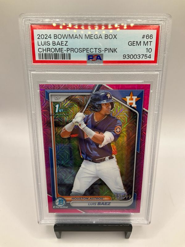2024 BOWMAN LUIS BAEZ CHROME POSPECTS PINK /199 PSA 10 NO. 66