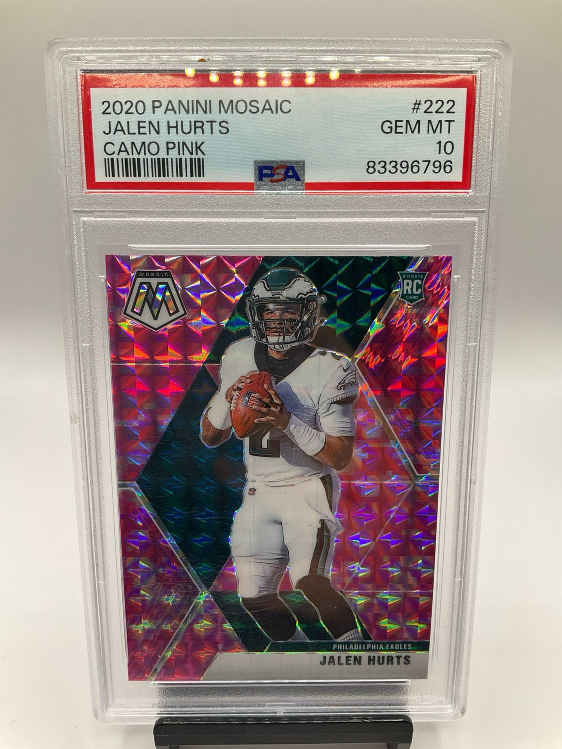 2020 MOSAIC JALEN HURTS PINK CAMO MOSAIC PSA 10 NO. 222