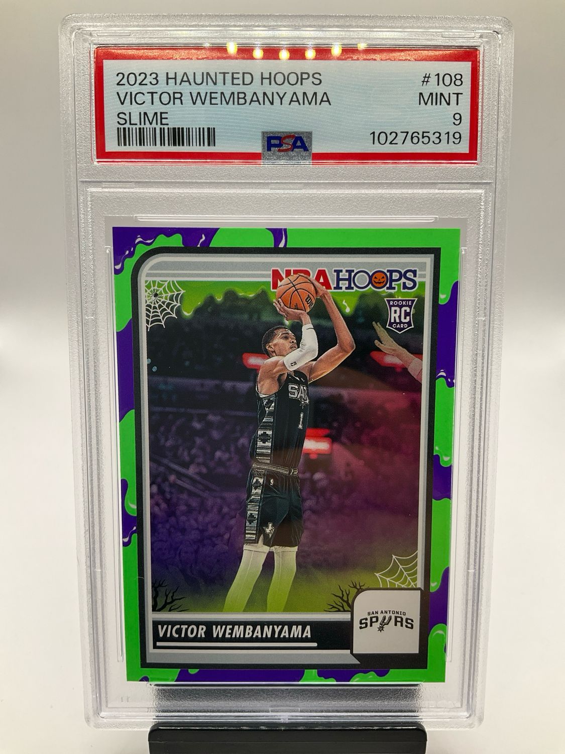2023 HAUNTED HOOPS VICTOR WEMBANYANMA SLIME PSA 9