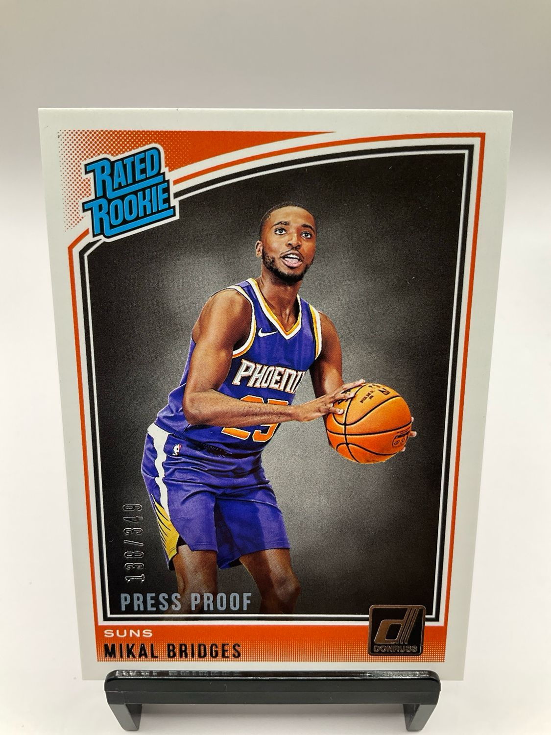 2018 DONRUSS MIKAL BRIDGES RATED ROOKIE PRESS PROOF /349 NO. NO. 200