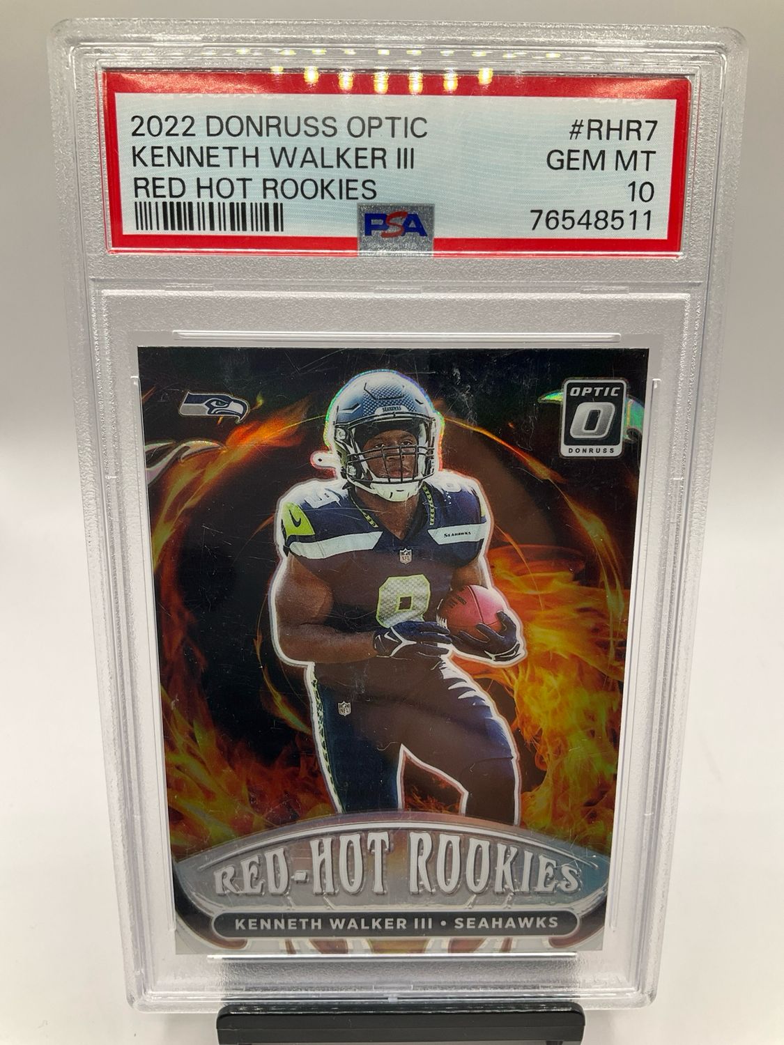 2022 OPTIC KENNETH WALKER III RED HOT ROOKIES PSA 10 NO. RHR-7