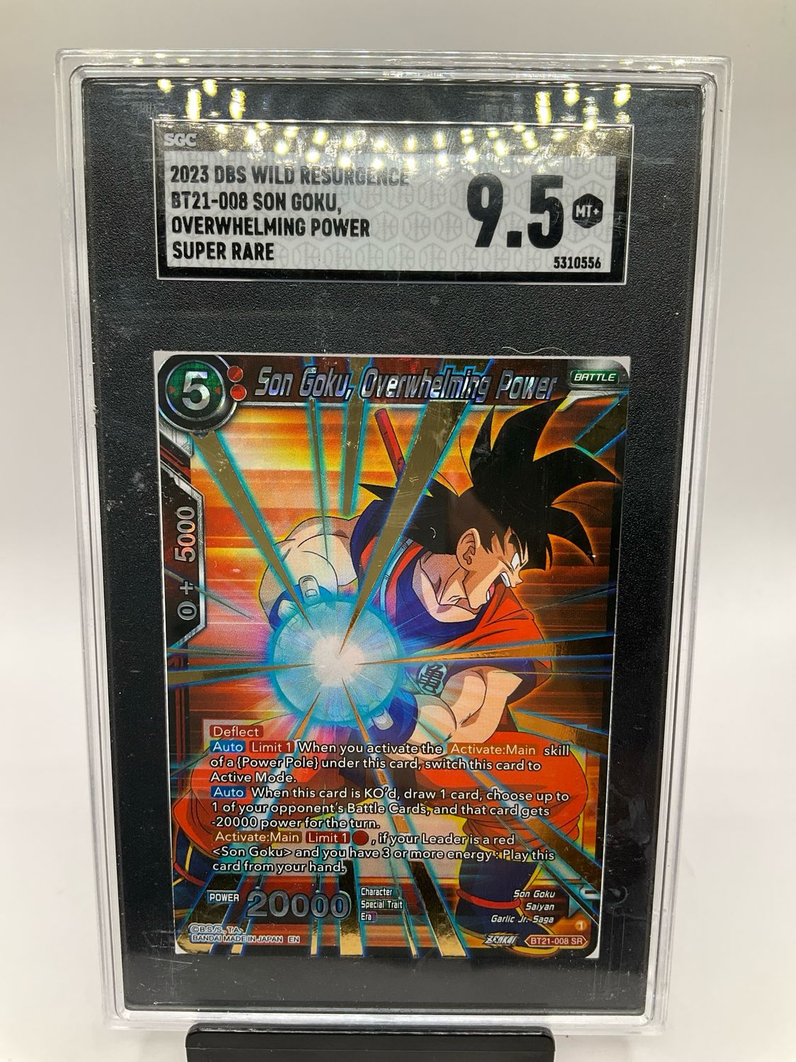 2023 DRAGON BALL SUPER SON GOKU, OVERWHELMING POWER SUPER RARE SGC 9.5 BT21-008