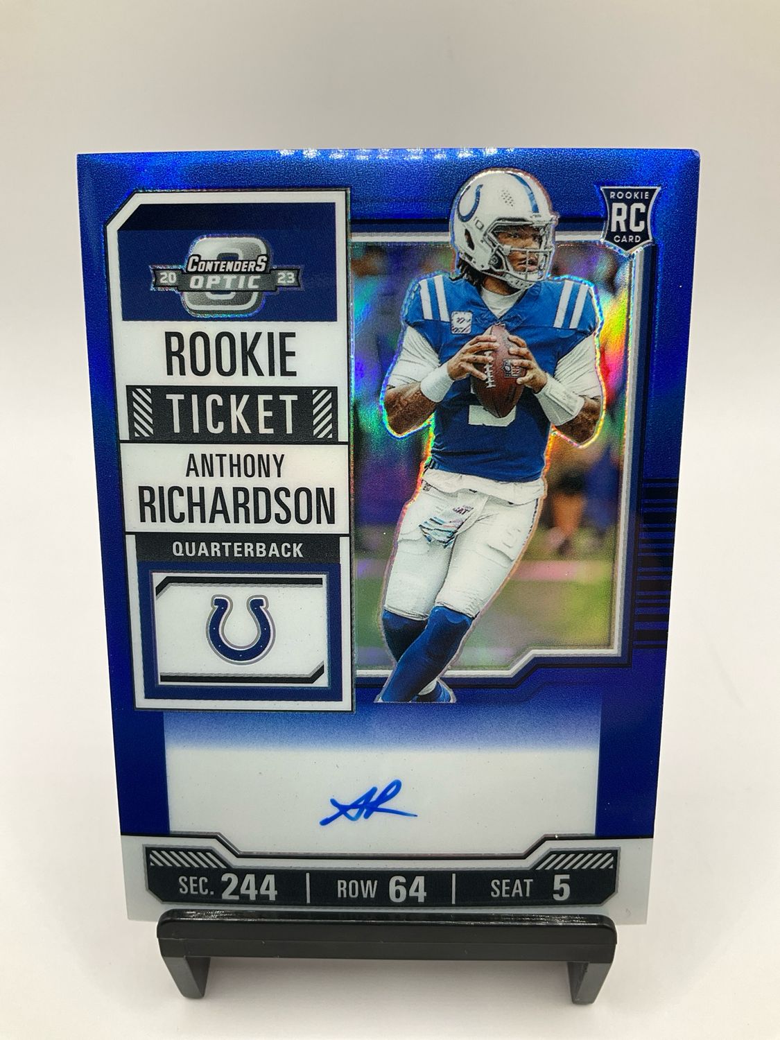 2023 CONTENDERS OPTIC ANTHONY RICHARDSON BLUE ROOKIE TICKET AUTO 60/75
