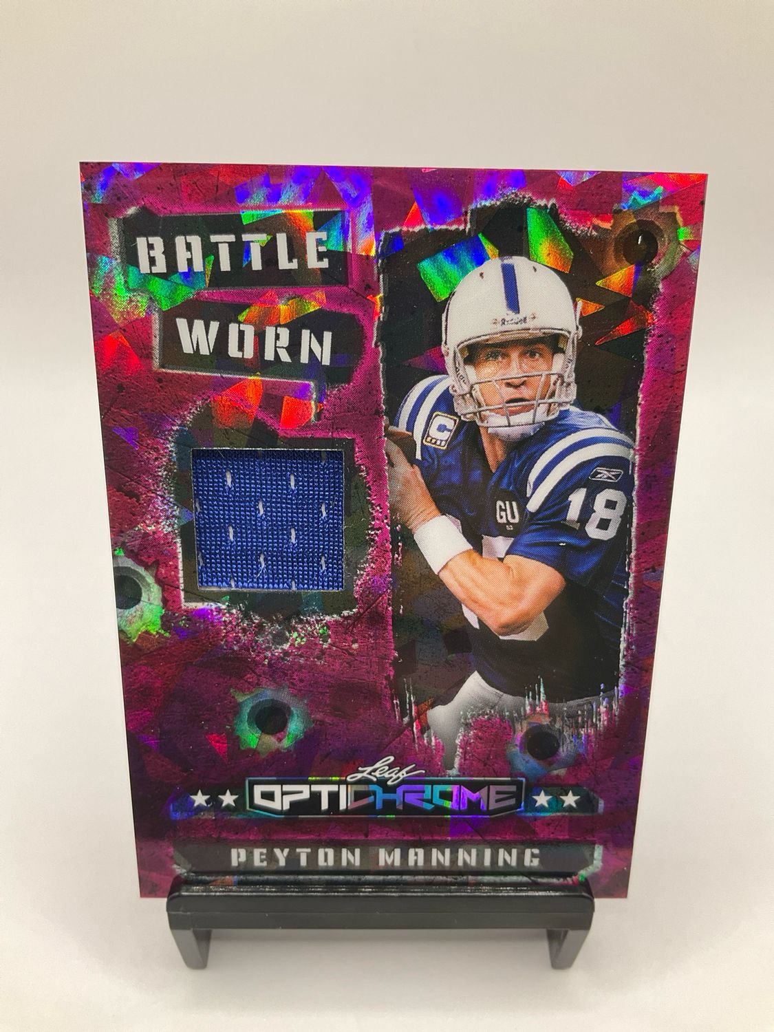 2026 LEAF OPTICHROME PEYTON MANNING BATTLE WORN PATCH /6 NO. BW-35