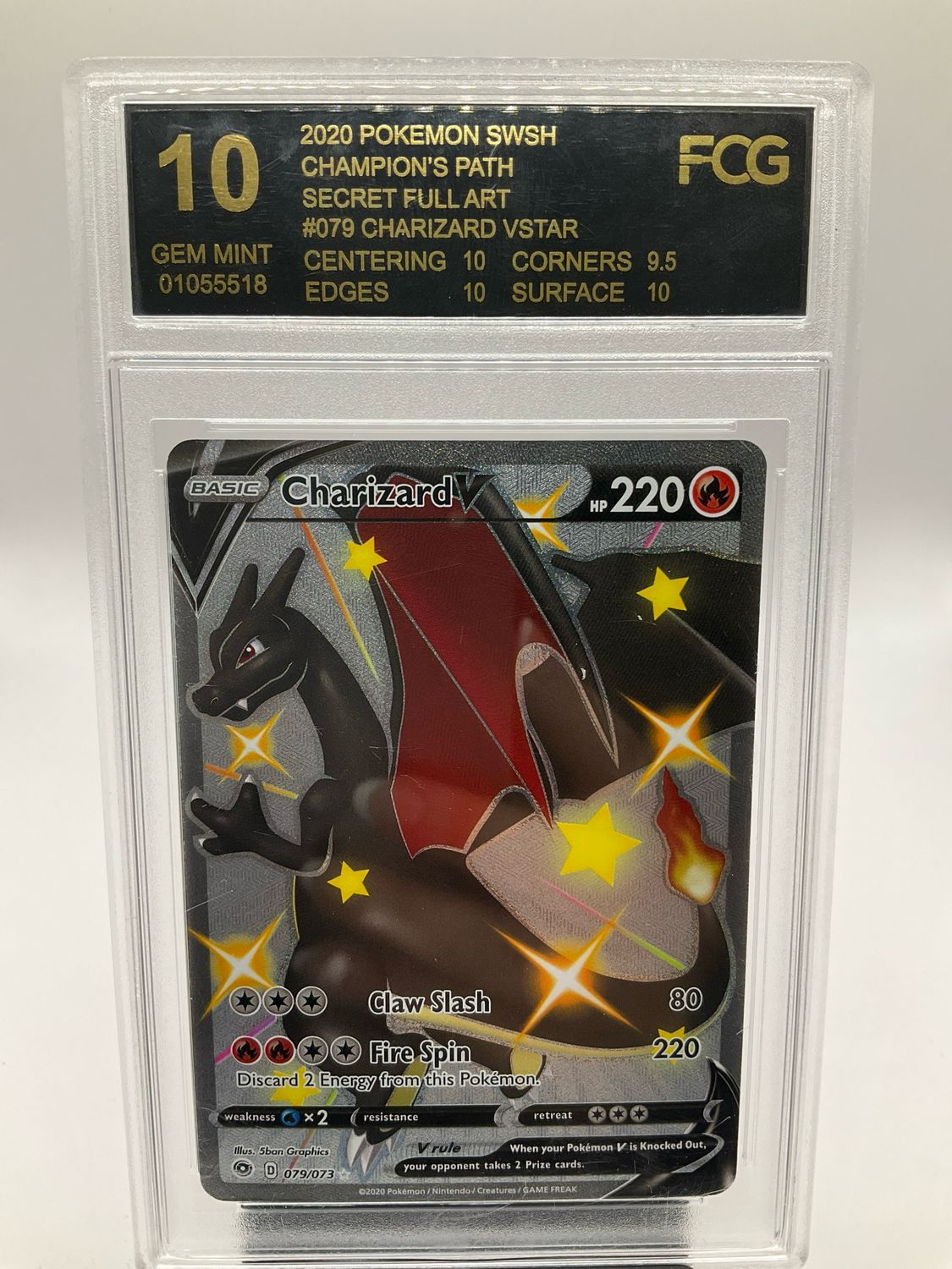 2020 POKEMON CHARIZARD V SHINY FULL ART 79/73 FCG 10