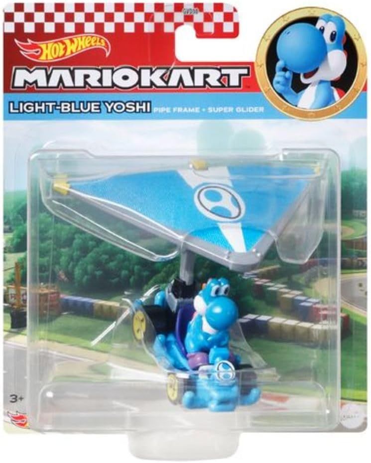 HOT WHEELS MARIO KART GLIDER LIGHT BLUE YOSHI
