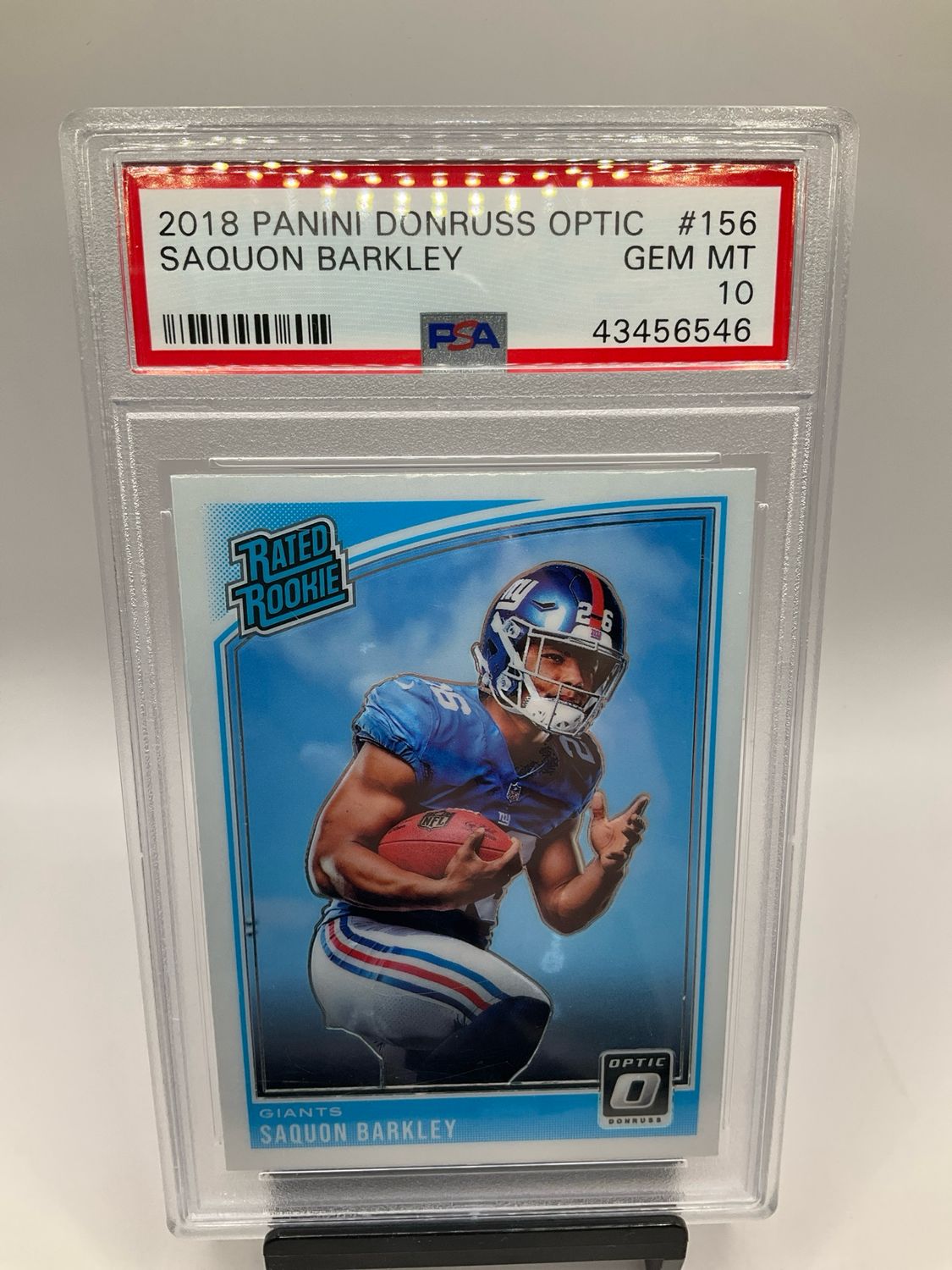 2018 OPTIC SAQUON BARKLEY RATED ROOKIE PSA 10 NO. 156