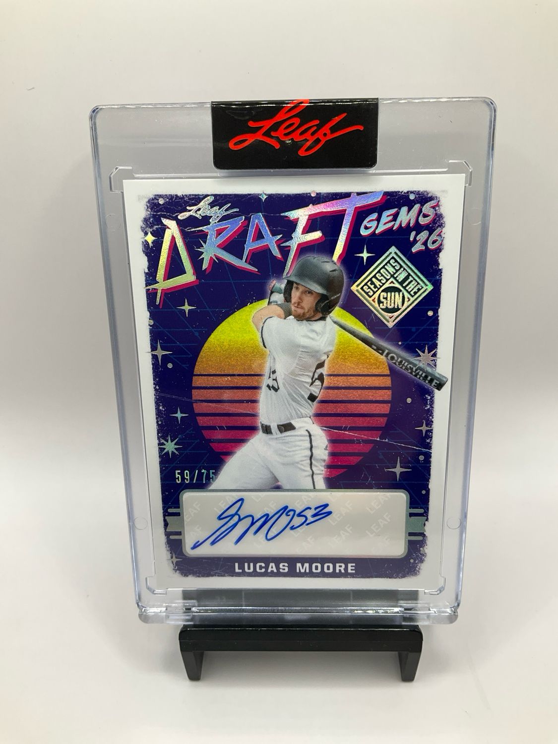 2026 LEAF SEASONS IN THE SUN LUCAS MOORE AUTO /75 NO. DG-LM1