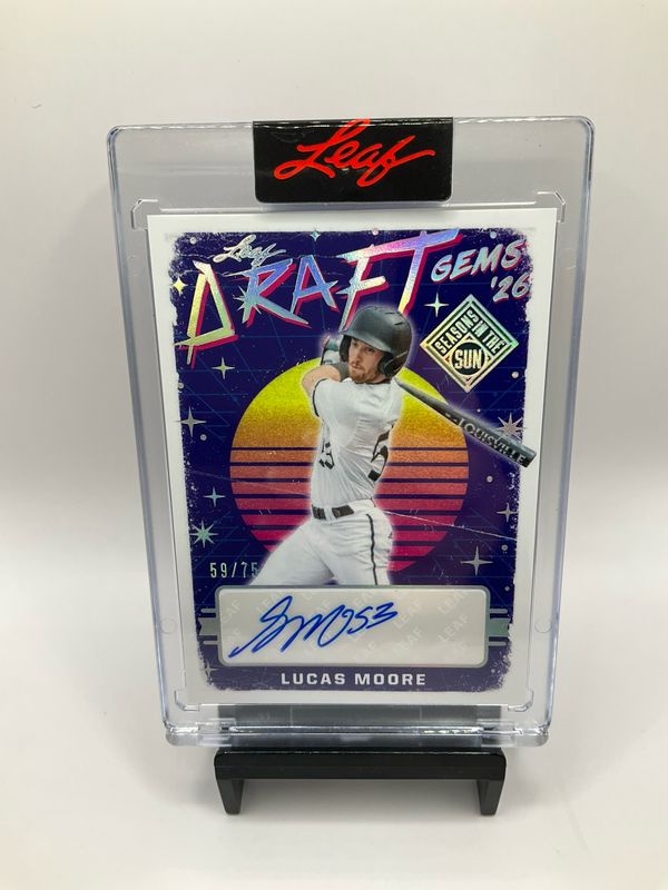 2026 LEAF SEASONS IN THE SUN LUCAS MOORE AUTO /75 NO. DG-LM1