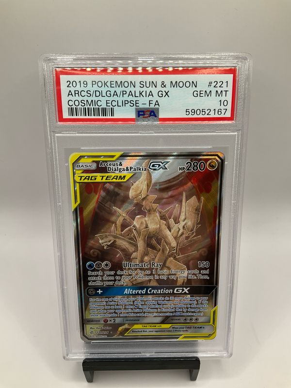 2019 POKEMON SUN&amp;MOON ARCEUS/DIALGA/PALKIA GX 221/236 PSA 10