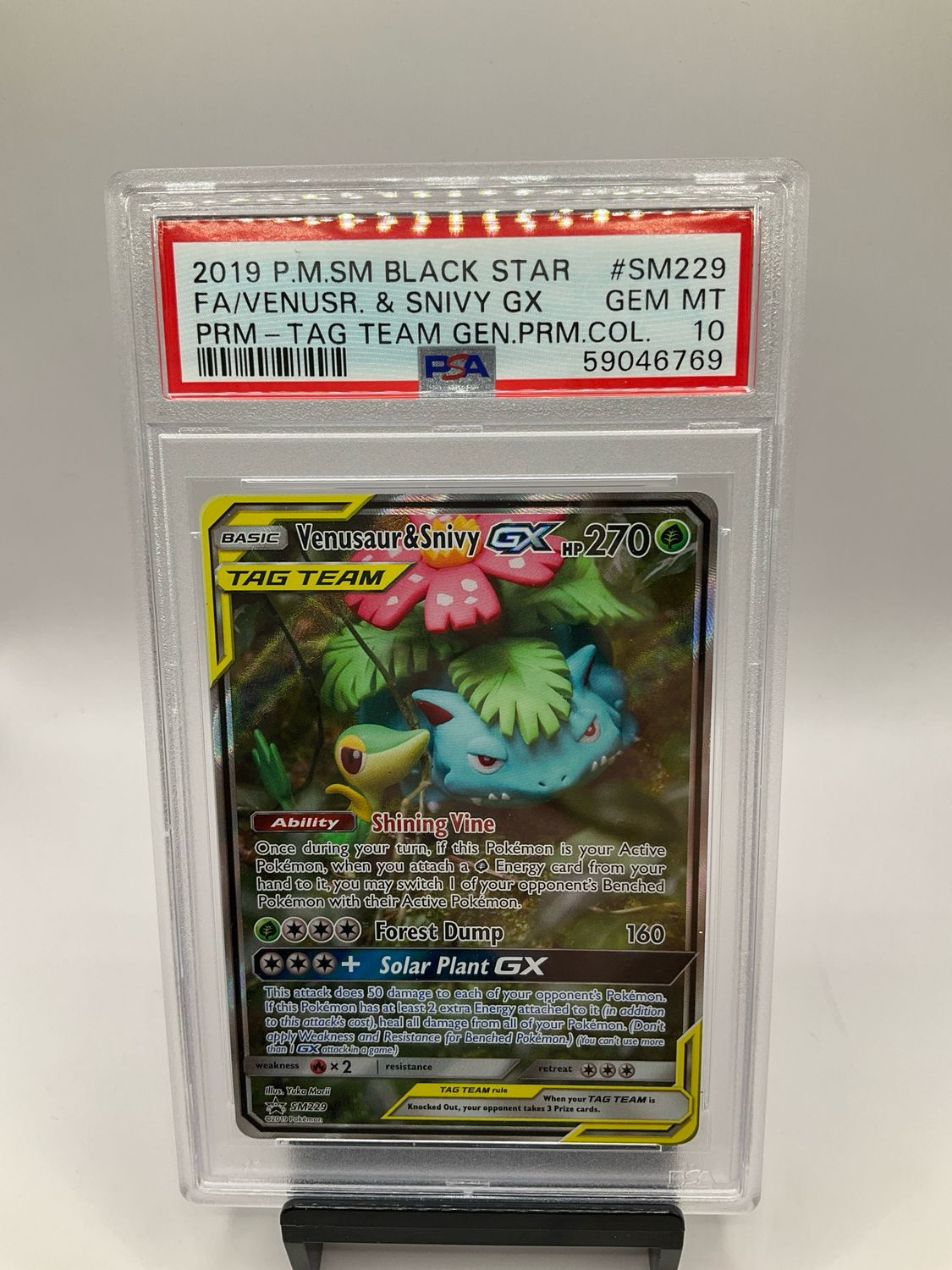 2019 POKEMON TAG TEAM VENUSAUR &amp; SNIVY GX SM229 PSA 10