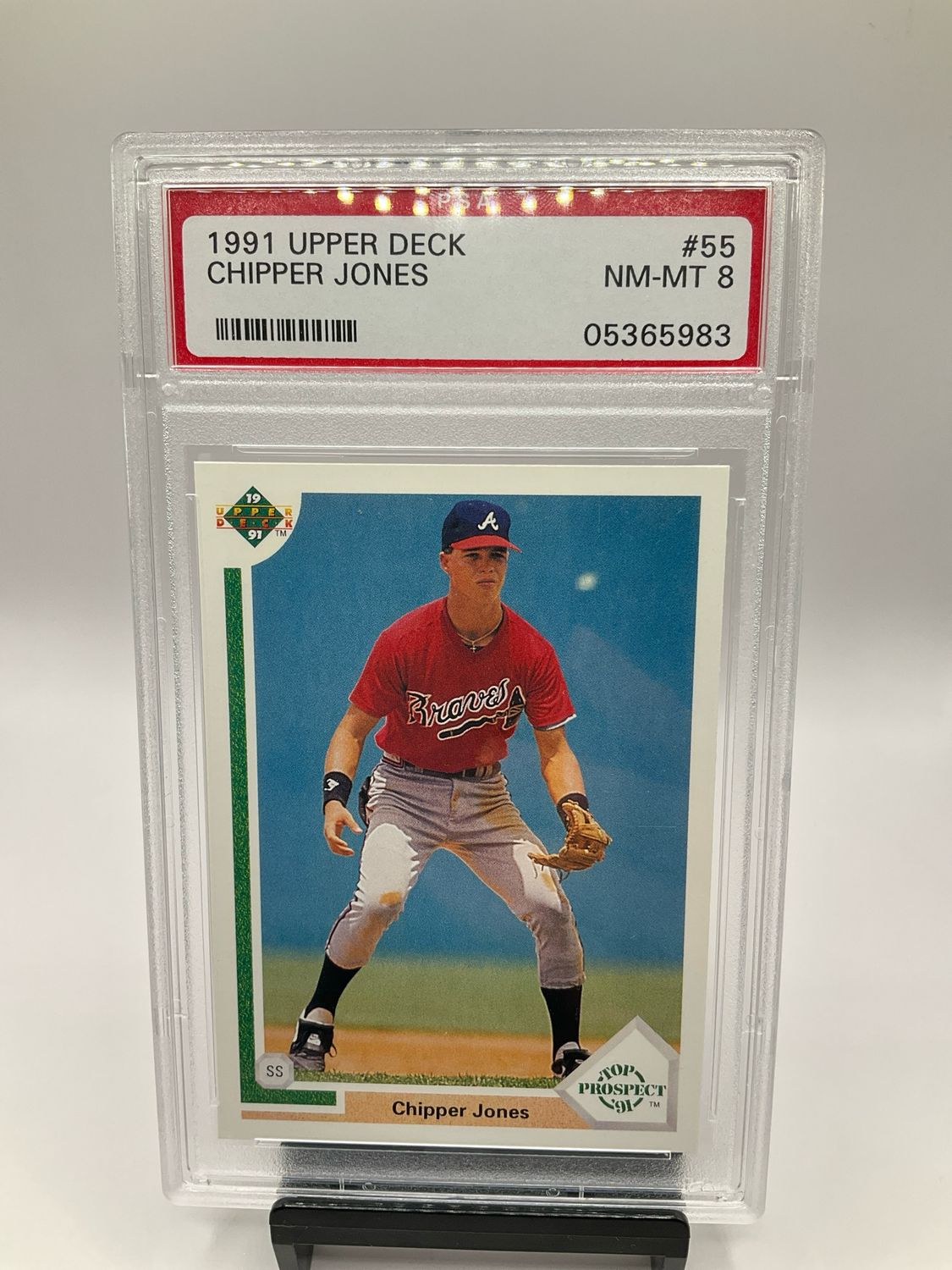 1991 UPPER DECK CHIPPER JONES NO. 55 PSA 8