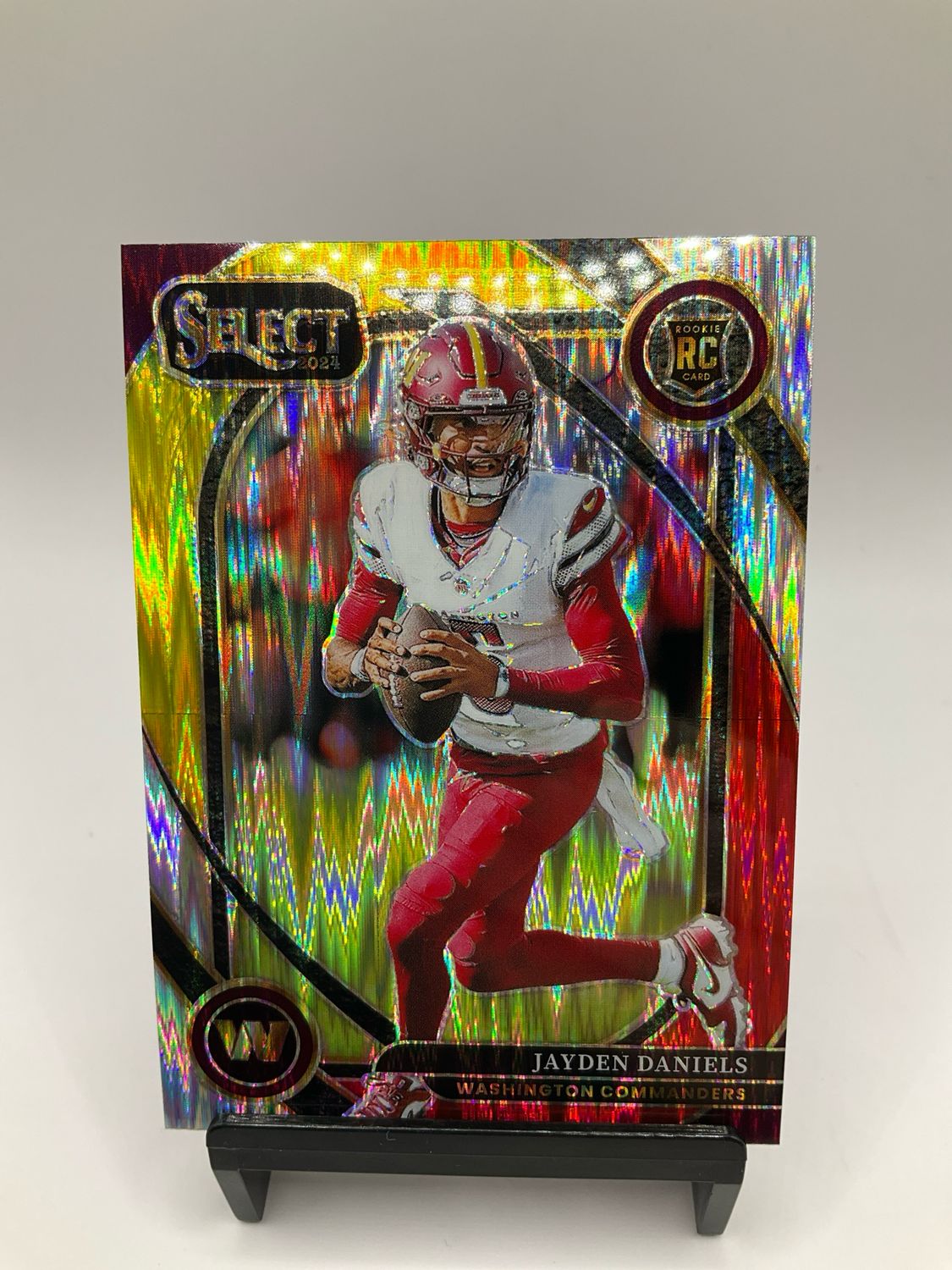 2024 SELECT JAYDEN DANIELS RED/YELLOW SHIMMER PRIZM NO.217