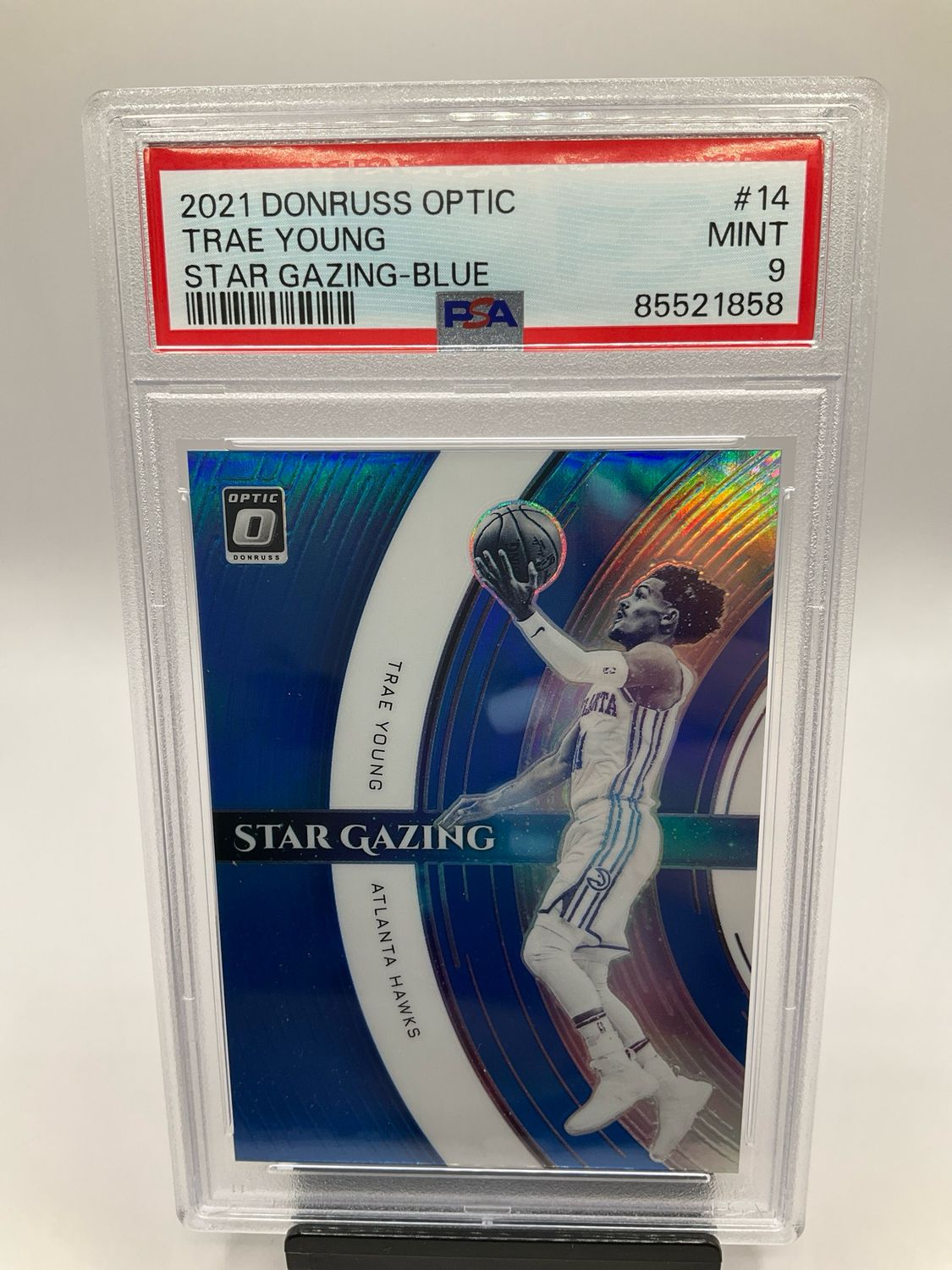 2021 DONRUSS OPTIC TRAE YOUNG STAR GAZING BLUE 13/49 PSA 9