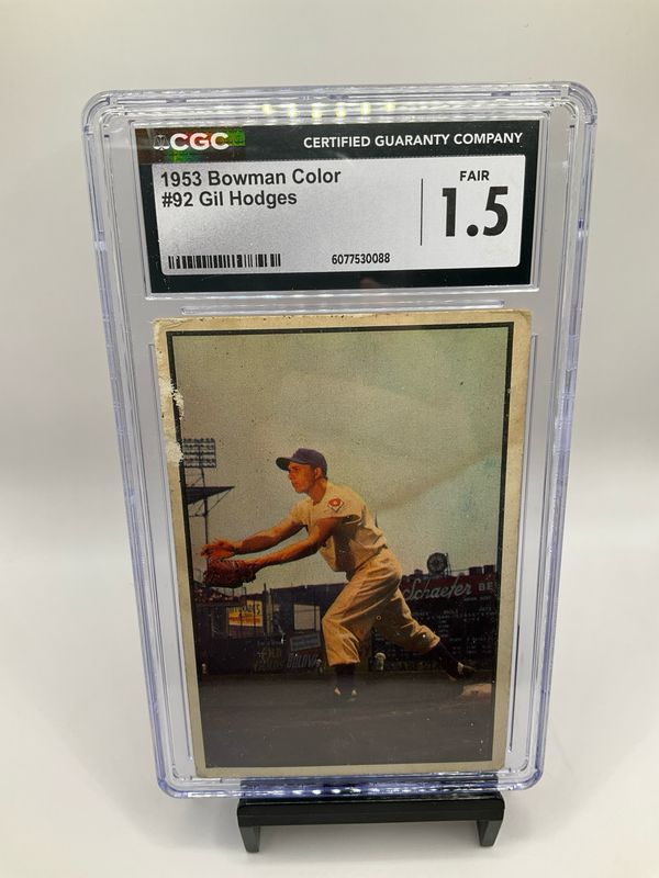 1953 BOWMAN COLOR #92 GIL HODGES CGC 1.5