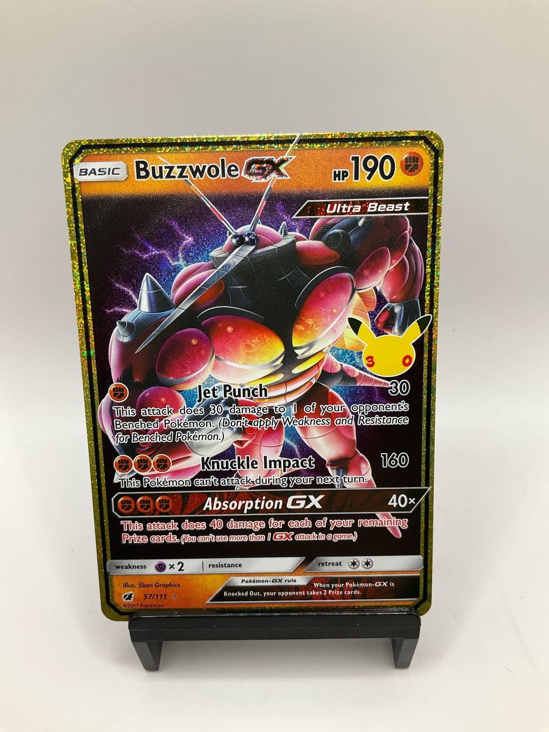2017 POKEMON GOLD BORDER BUZZWOLE GX 57/111