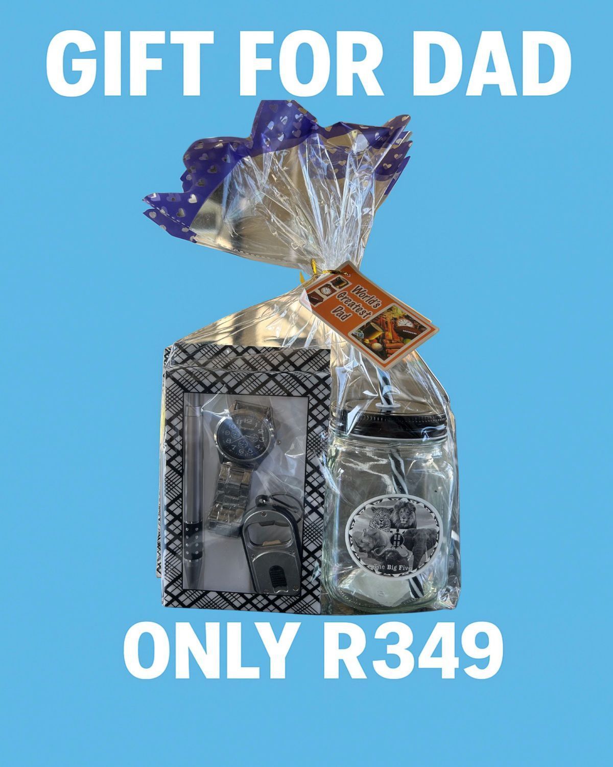 Gift For Dad - Watch, Bottle Opener & Jar Set