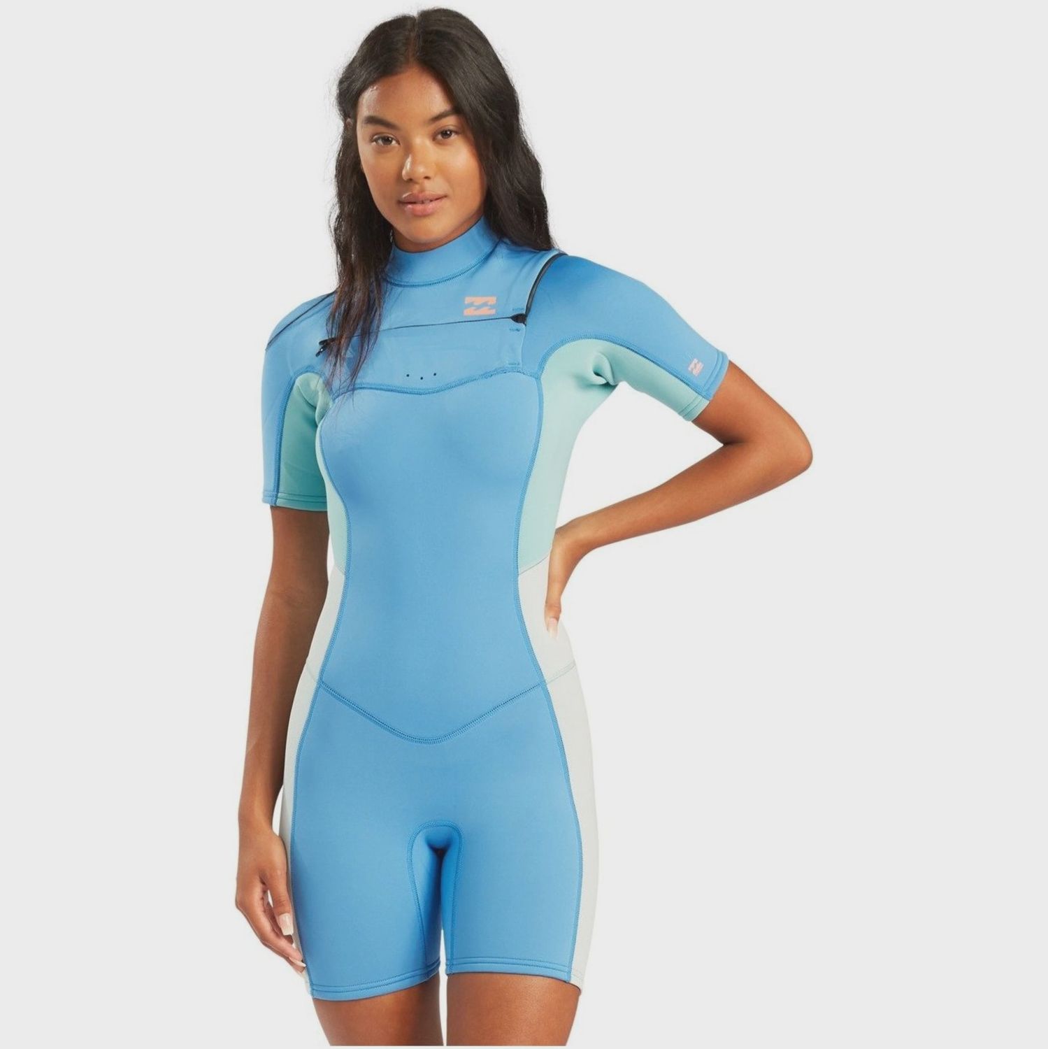 Billabong Womens Synergy 2/2 Chest Zip Wetsuit - Maui Blue, Size: Ladies 6