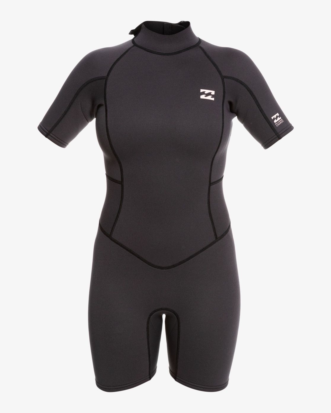 Billabong Womens Launch 2/2 Back Zip FL Wetsuits - Black, Size: Ladies 16
