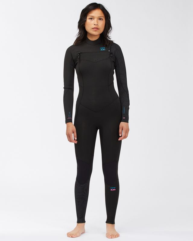 Billabong Womens Synergy 3/2 Chest Zip Wetsuit - Black Palms, Size: Ladies 4