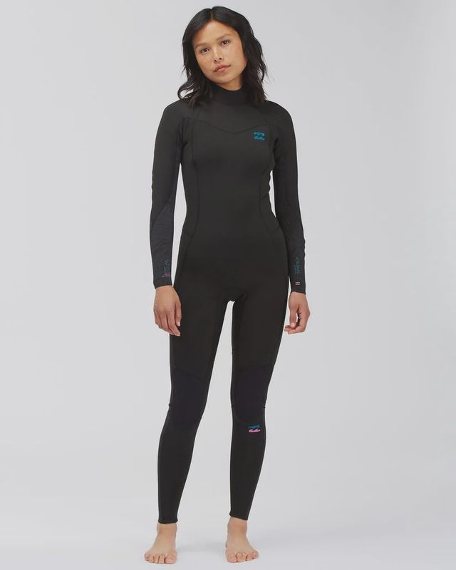 Billabong Womens Synergy 4/3 Back Zip Wetsuit - Black Palms, Size: Ladies 6