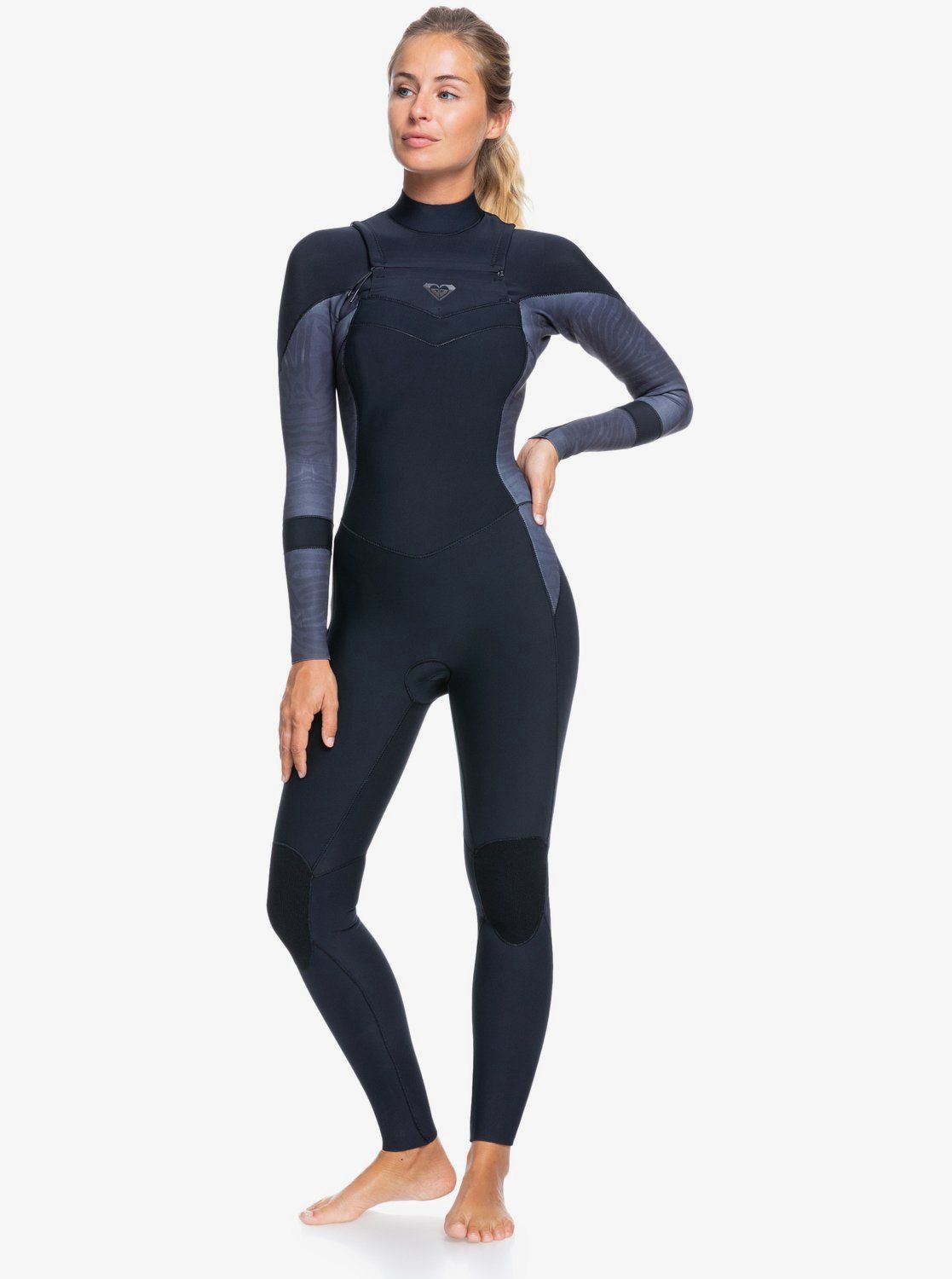 Roxy Womens Syncro 3/2 Chest Zip Wetsuit - Black Nights, Size: Ladies 2