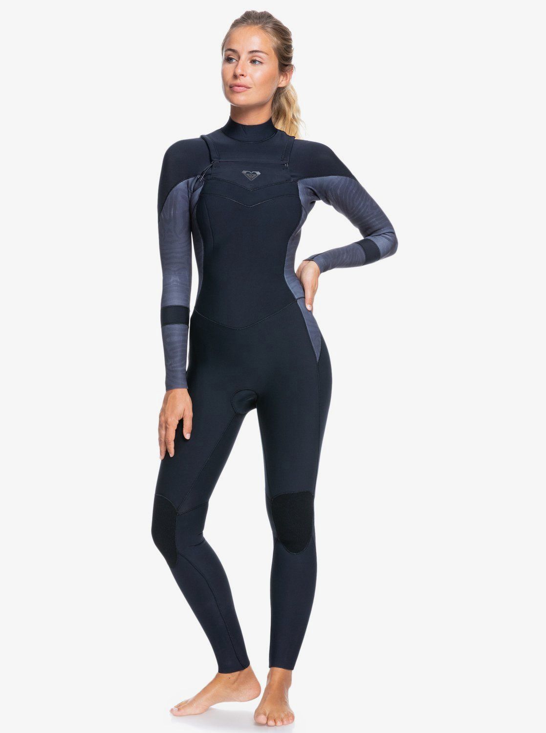 Roxy Womens Synchro 5/4/3 Chest Zip Wetsuit - Black Nights, Size: Ladies 2
