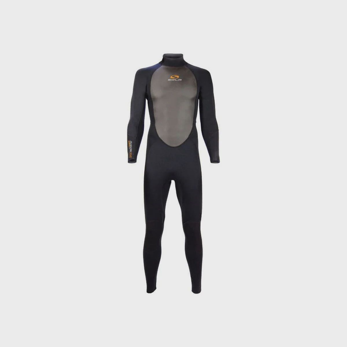 Sola Mens Fusion 3/2 Back Zip FL Wetsuit, Colour: Black/Black, Size: SML