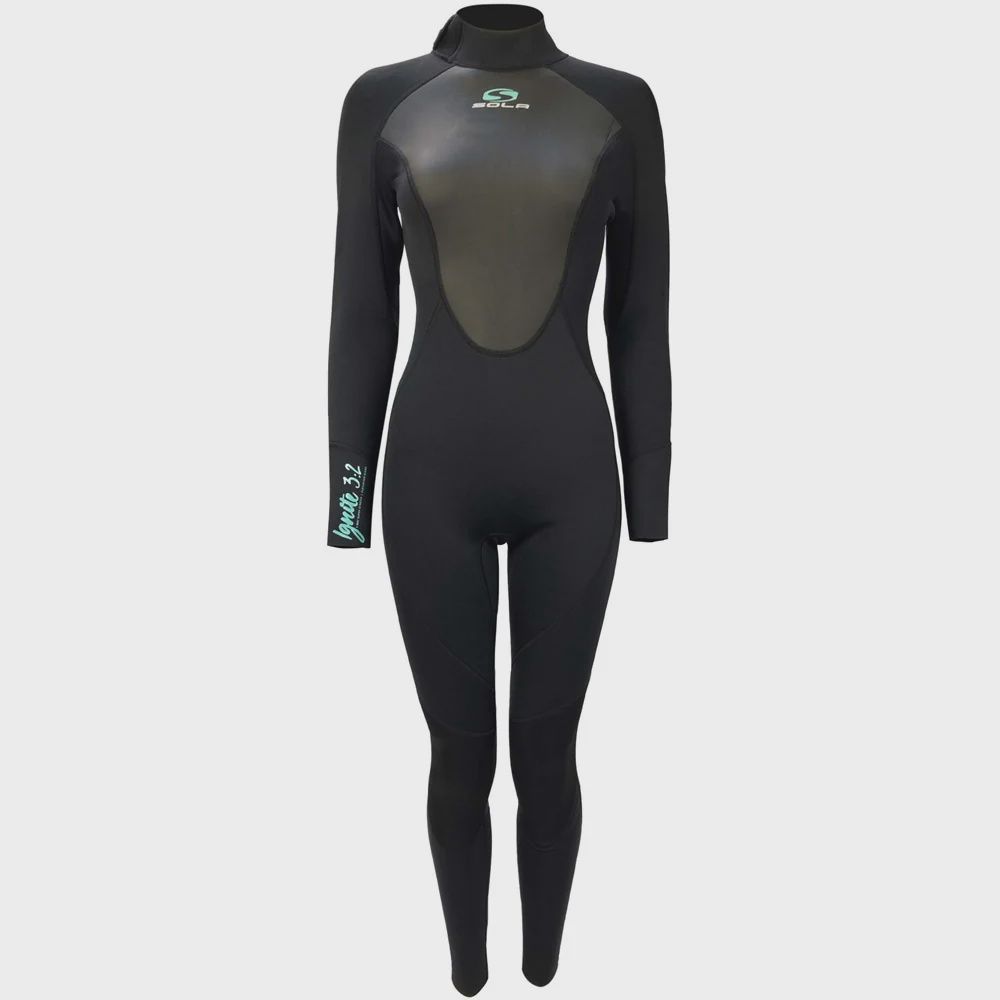 Sola Womens Ignite 3/2 Back Zip FL Wetsuit, Colour: Volcanic Black/Black, Size: 8