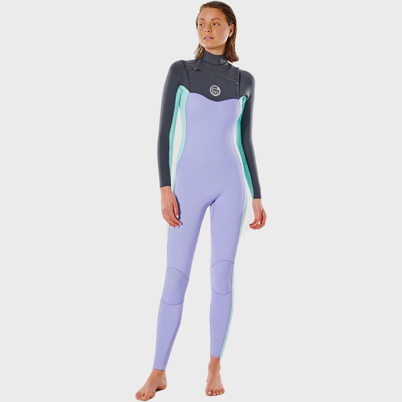 Rip Curl Womens Dawn Patrol 3/2 Chest Zip Wetsuit - Purple, Size: Ladies 12