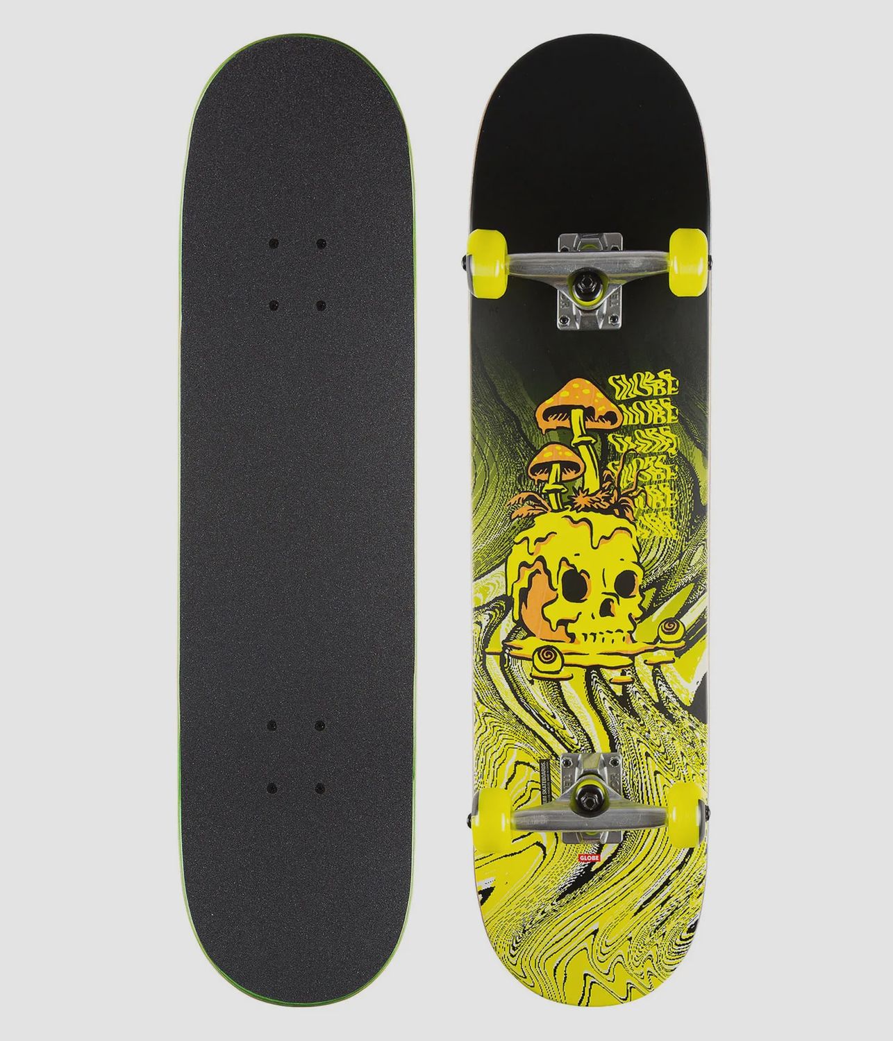 Globe Nature Walk 8.125&quot; Complete Skateboard - Black/Toxic Yellow