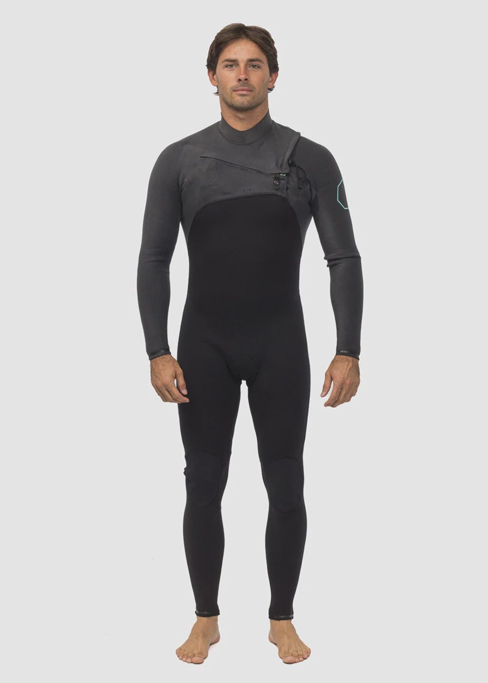Vissla Mens High Seas II 3/2 Chest Zip Wetsuit - Charcoal, Size: S