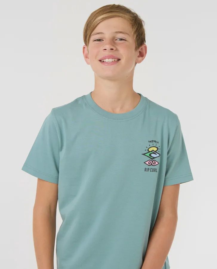 Rip Curl Search Icon Short Sleeve Tee Boy - Blue Lagoo