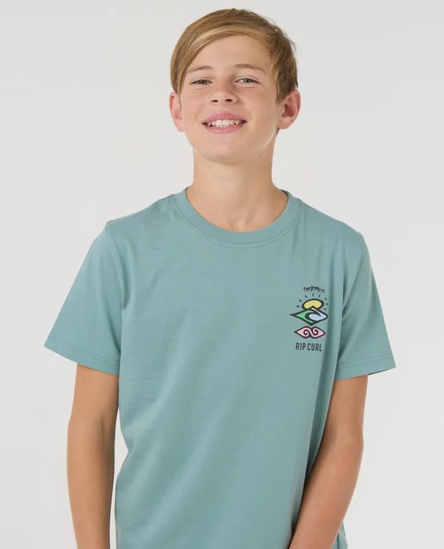 Rip Curl Search Icon Short Sleeve Tee Boy - Blue Lagoo