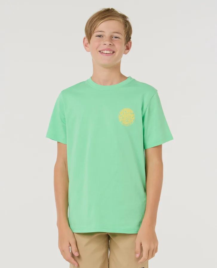 Rip Curl Wetsuit Icon Short Sleeve Tee Boys - Neon Green