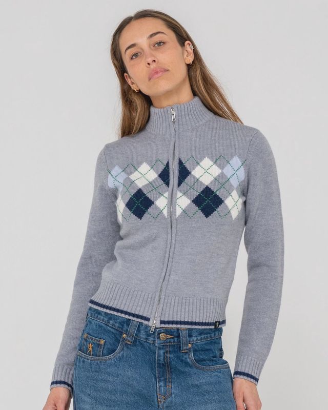 Rusty Clued In Fitted Zip-Through Knit