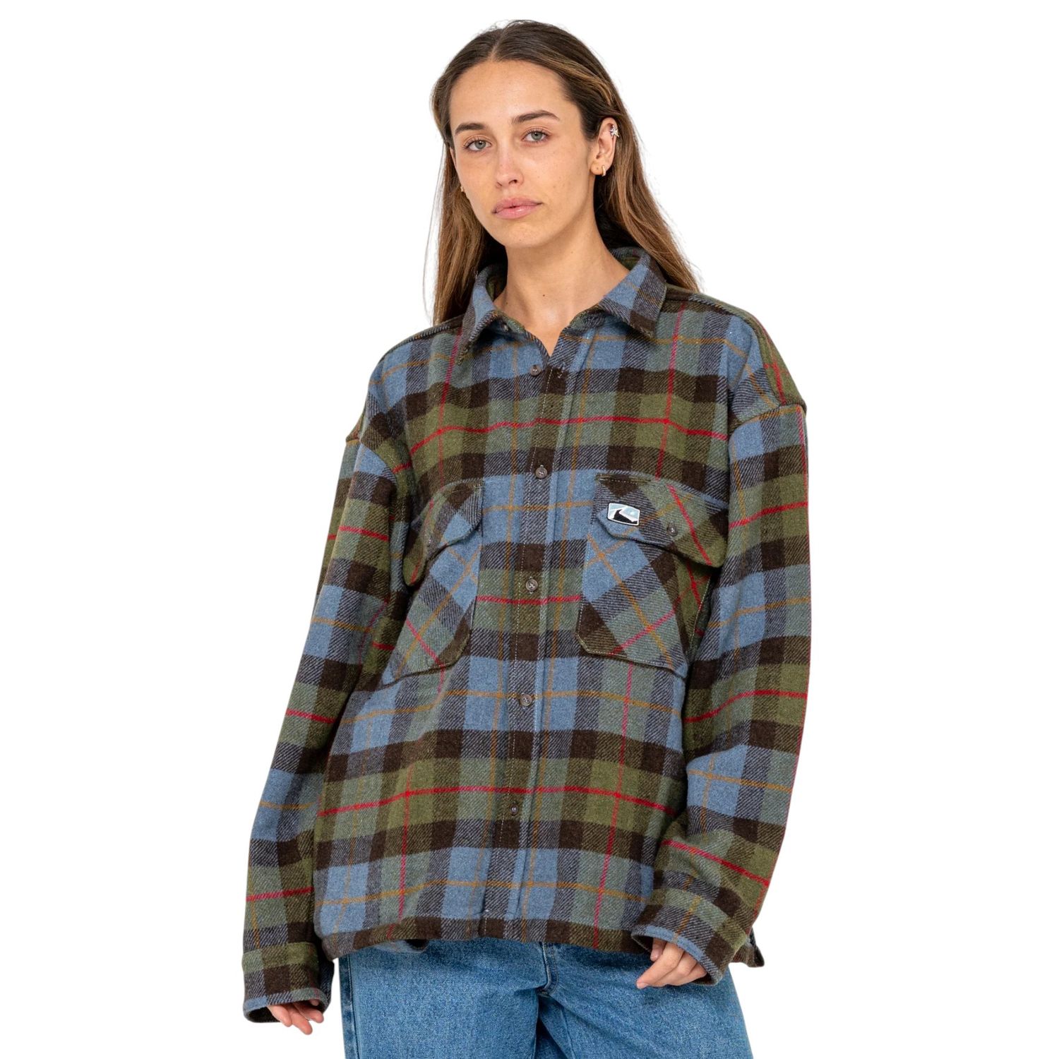 Rusty Mondo Cane Long Sleeve Over Shirt, Colour: Sky Blue, Size: S