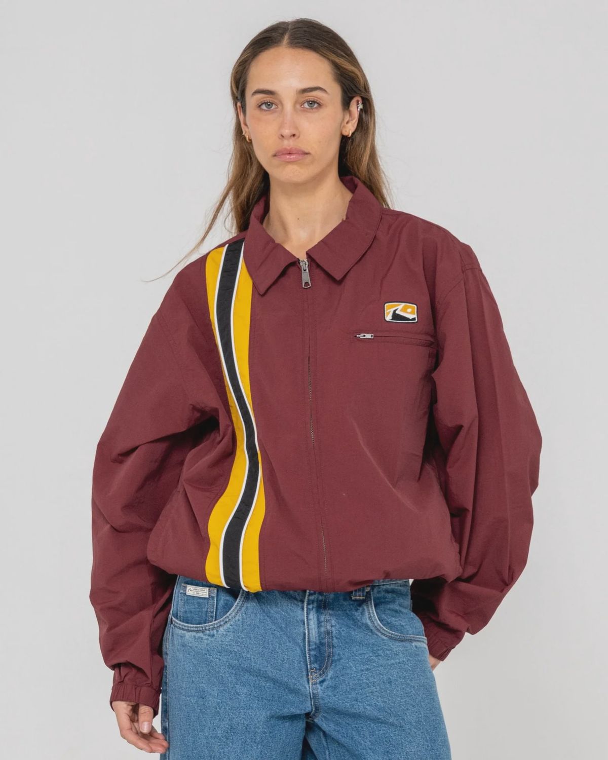 Rusty Concealer Shell Jacket, Colour: Burgundy, Size: S