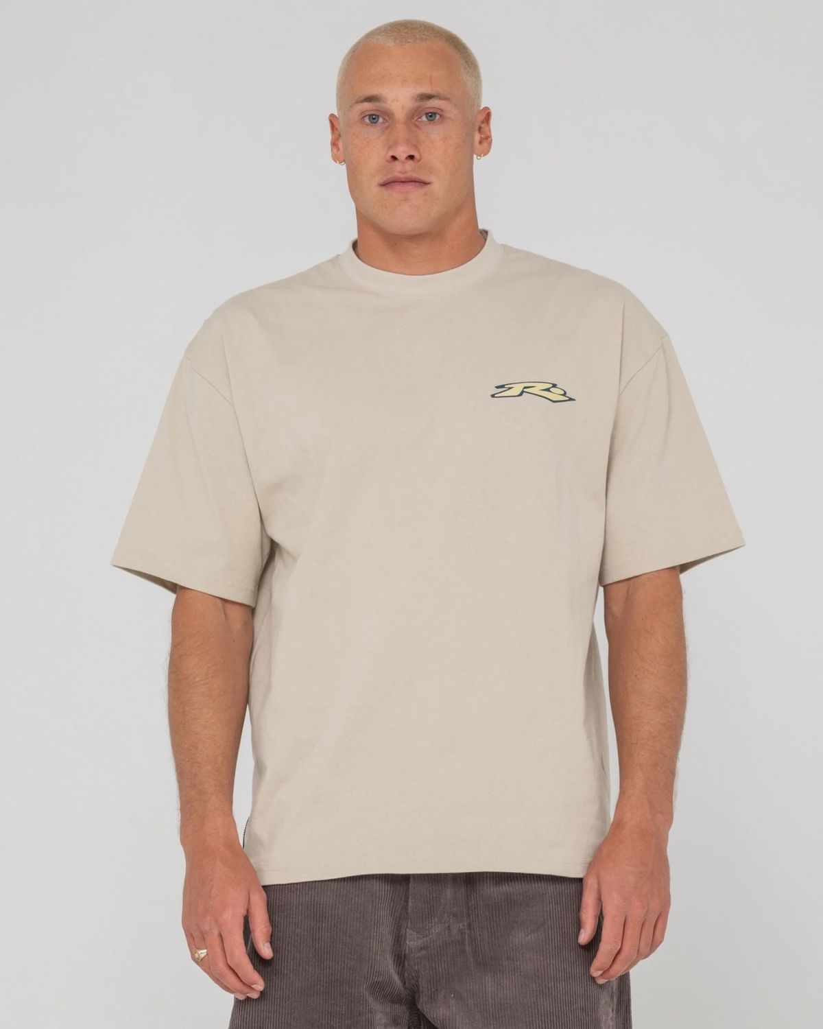 Rusty Surfing Co Short Sleeve Tee, Colour: Stone, Size: S