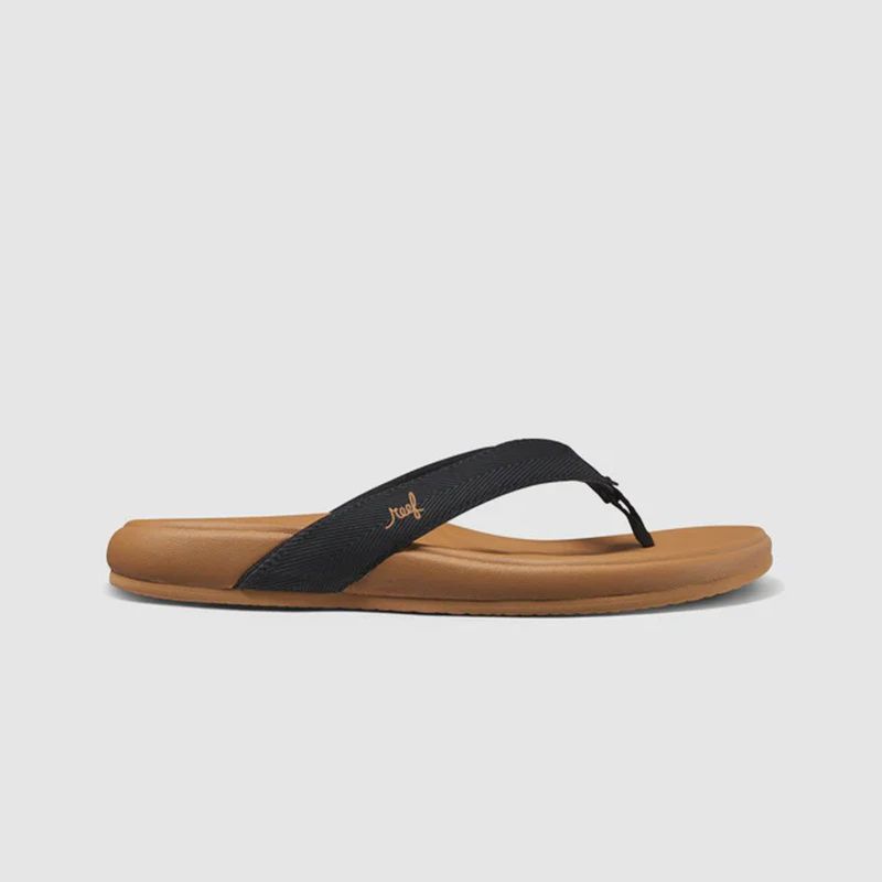 Reef Women&#39;s Cushion Harmony Sandal, Size: UK 4, Style: Black/Tan