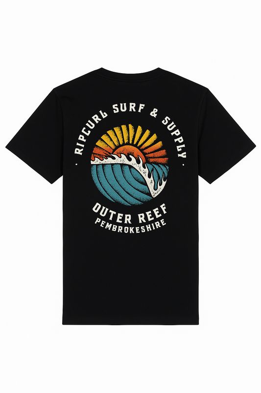 Rip Curl x Outer Reef Pembrokeshire Sunset Tee – Black