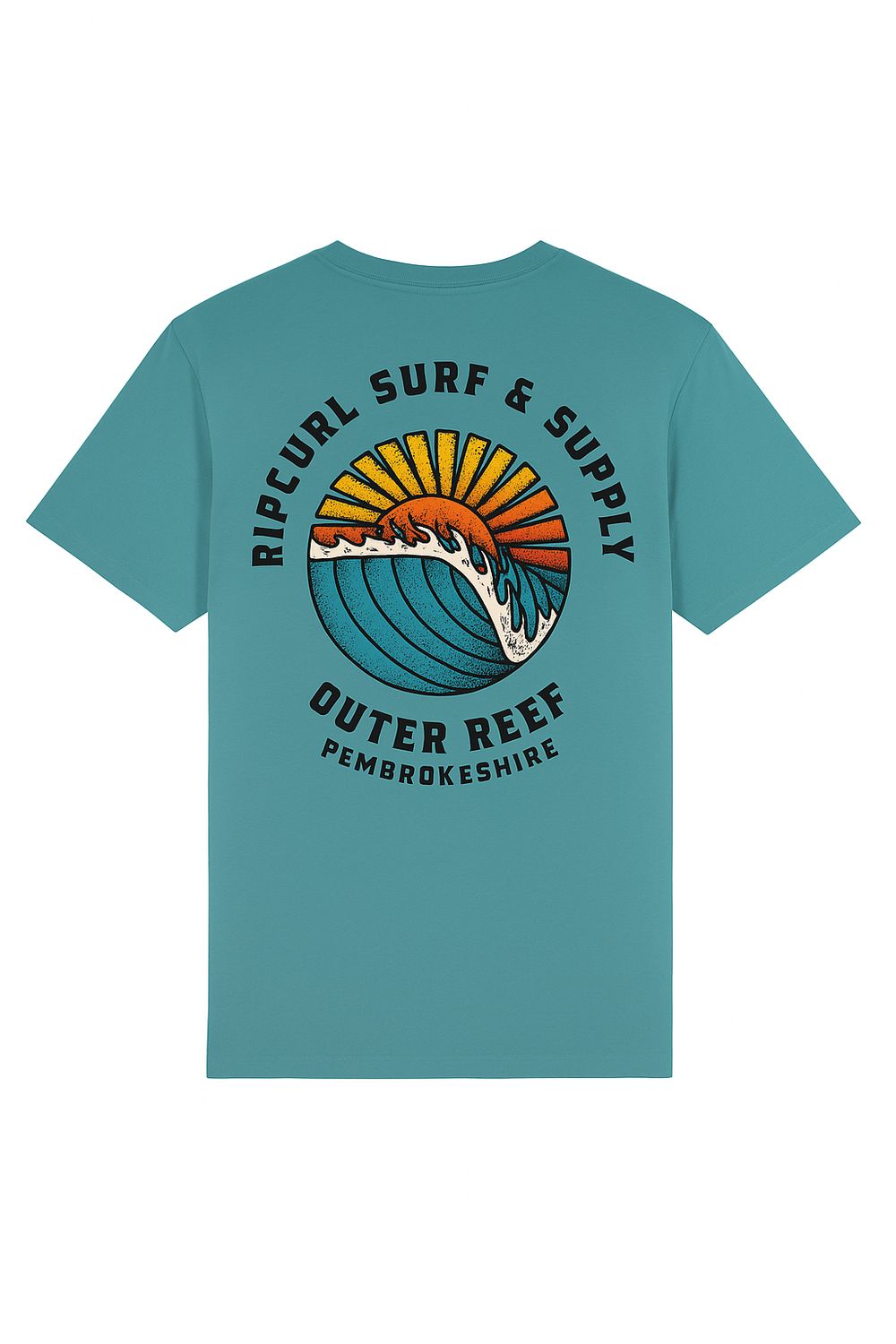 Rip Curl x Outer Reef Pembrokeshire Sunset Tee – Blue Lagoon, Size: XS